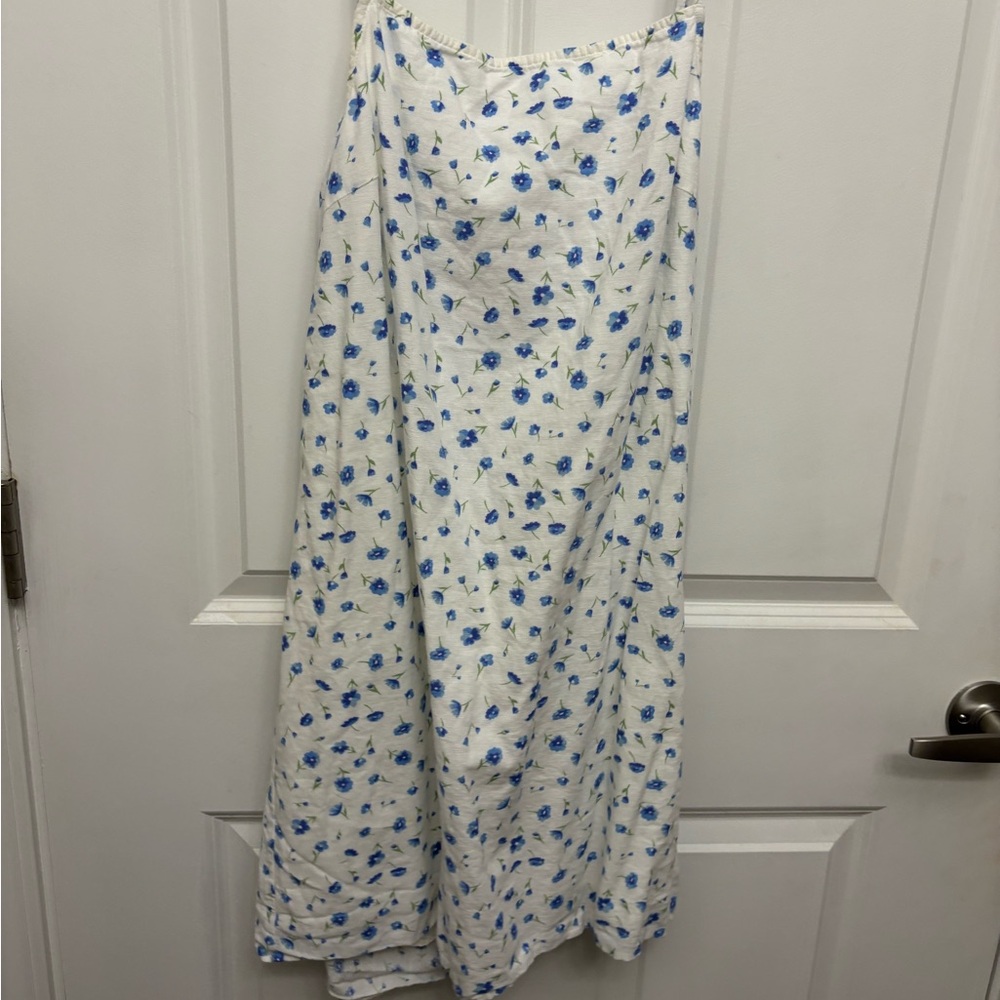 Floral White and Blue Dress